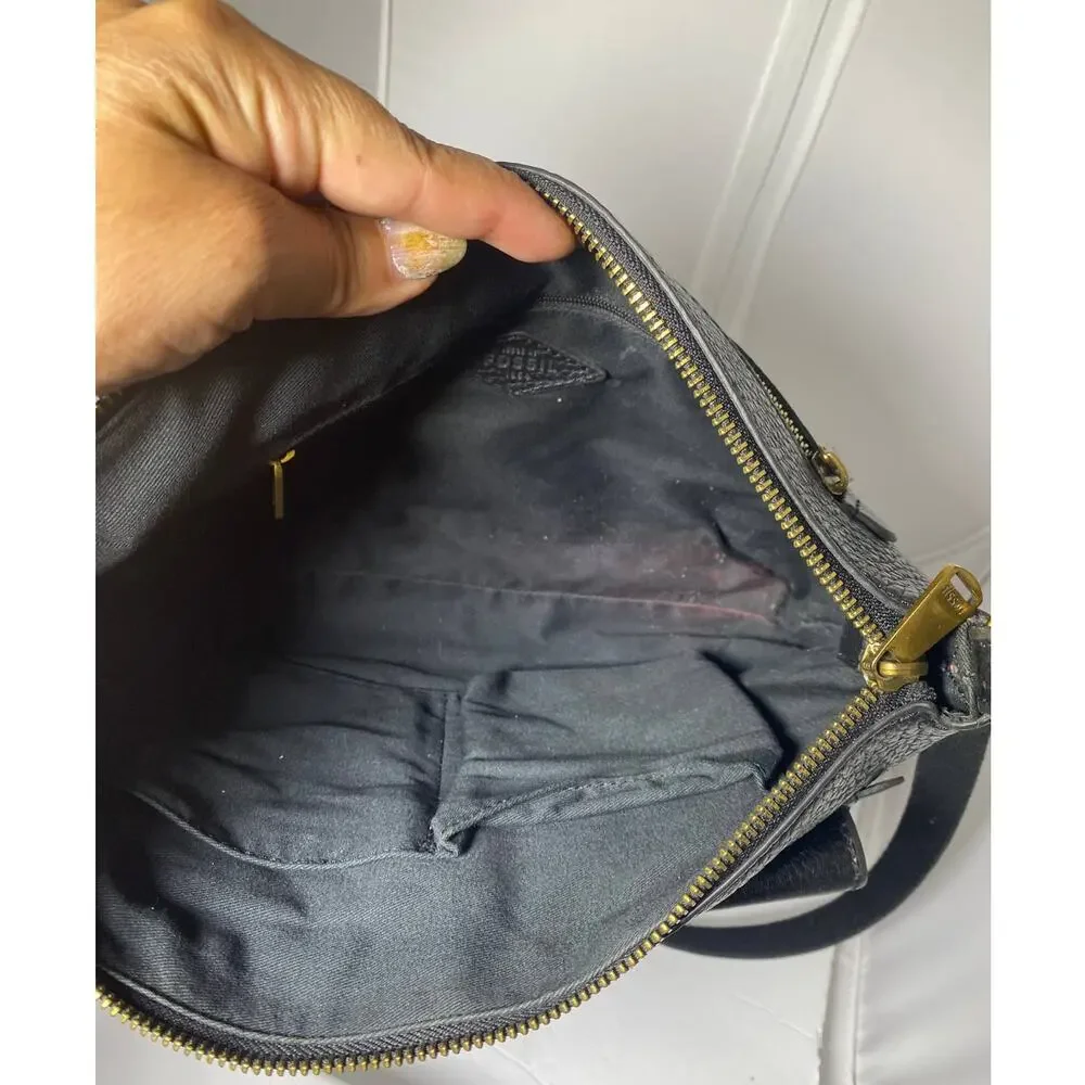 Fossil black leather Crossbody VTG